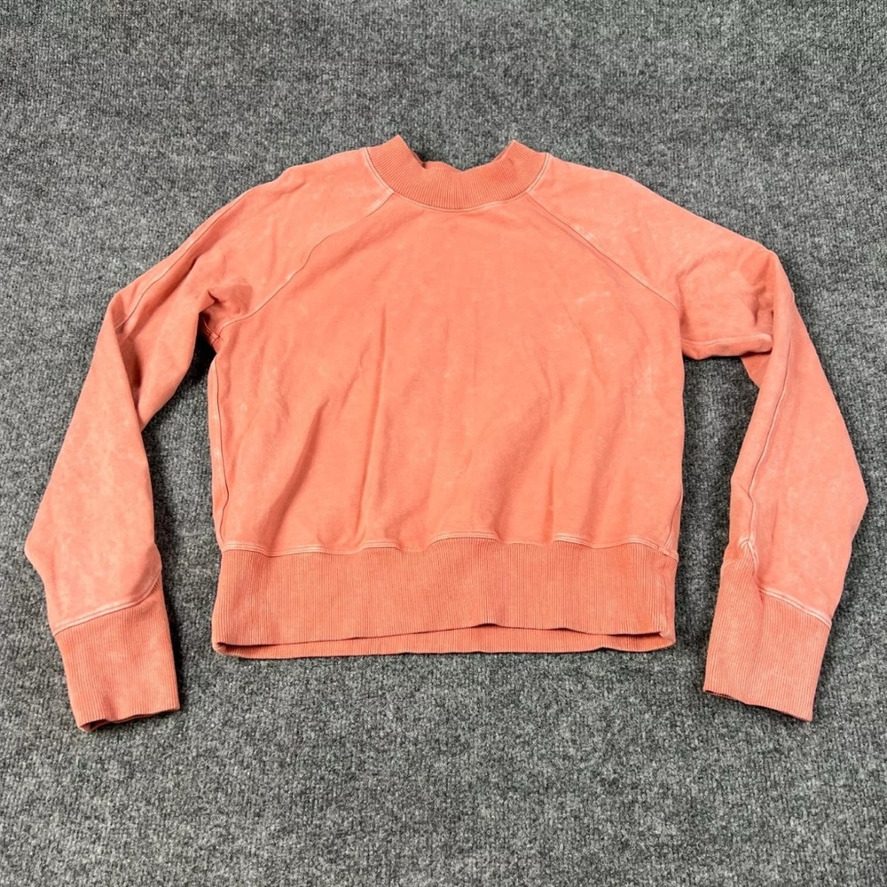 Lululemon Sweatshirt Womens 4 Small Coral Ready to Roll Crew Washed Pullover